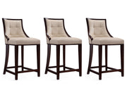 Fifth Ave Counter Stool in Cream and Dark Walnut (set of 3) - Ornate Home