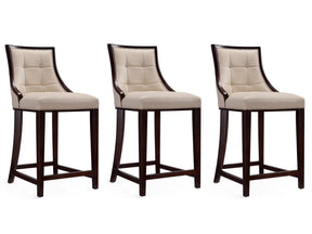 Fifth Ave Counter Stool in Cream and Dark Walnut (set of 3) - Ornate Home