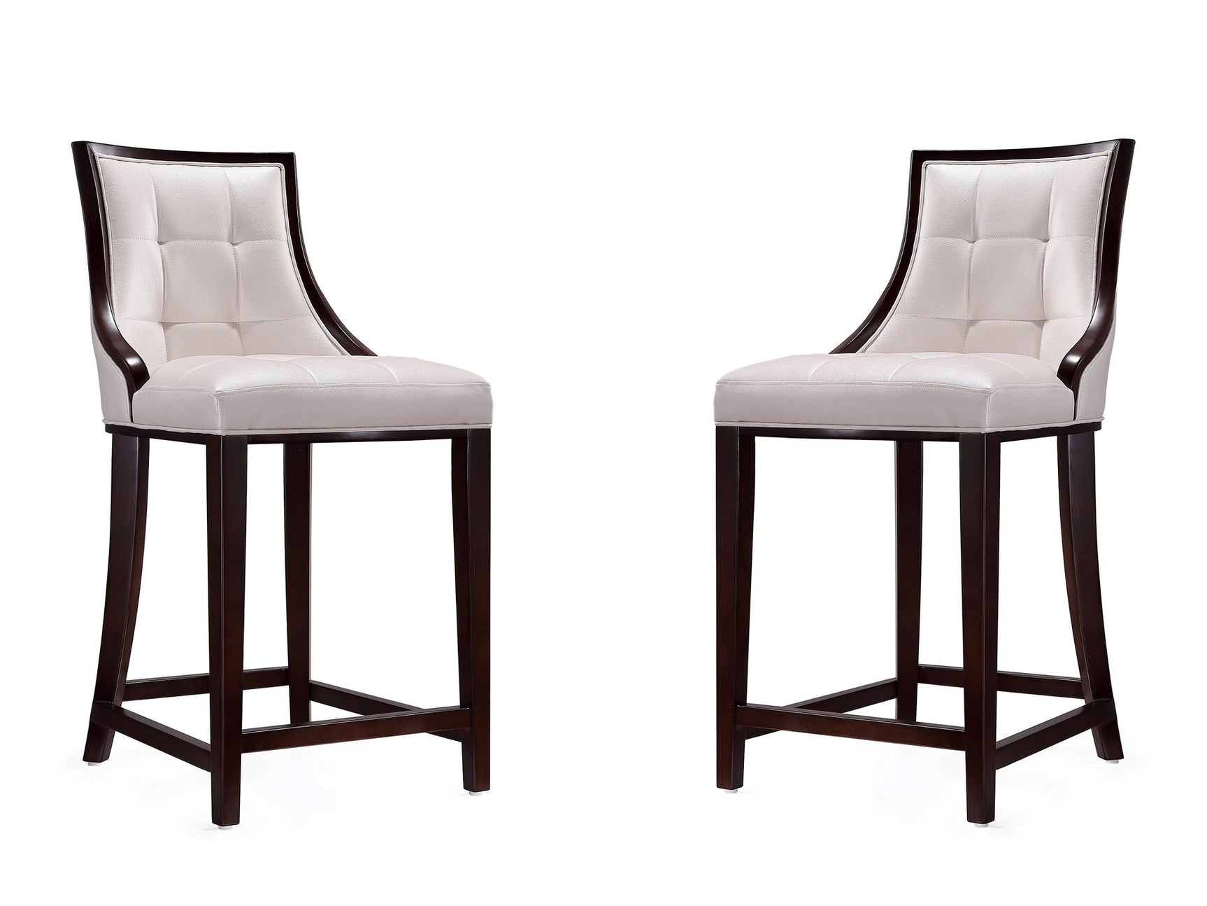 Fifth Ave Counter Stool in Pearl White and Walnut (set of 2) - Ornate Home