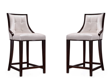 Fifth Ave Counter Stool in Pearl White and Walnut (set of 2) - Ornate Home