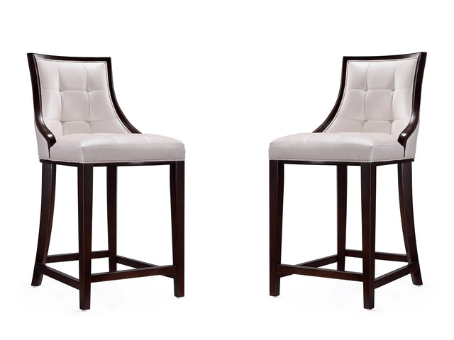 Fifth Ave Counter Stool in Pearl White and Walnut (set of 2) - Ornate Home