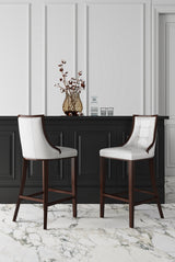 Fifth Ave Counter Stool in Pearl White and Walnut (set of 2) - Ornate Home
