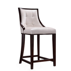 Fifth Ave Counter Stool in Pearl White and Walnut (set of 2) - Ornate Home