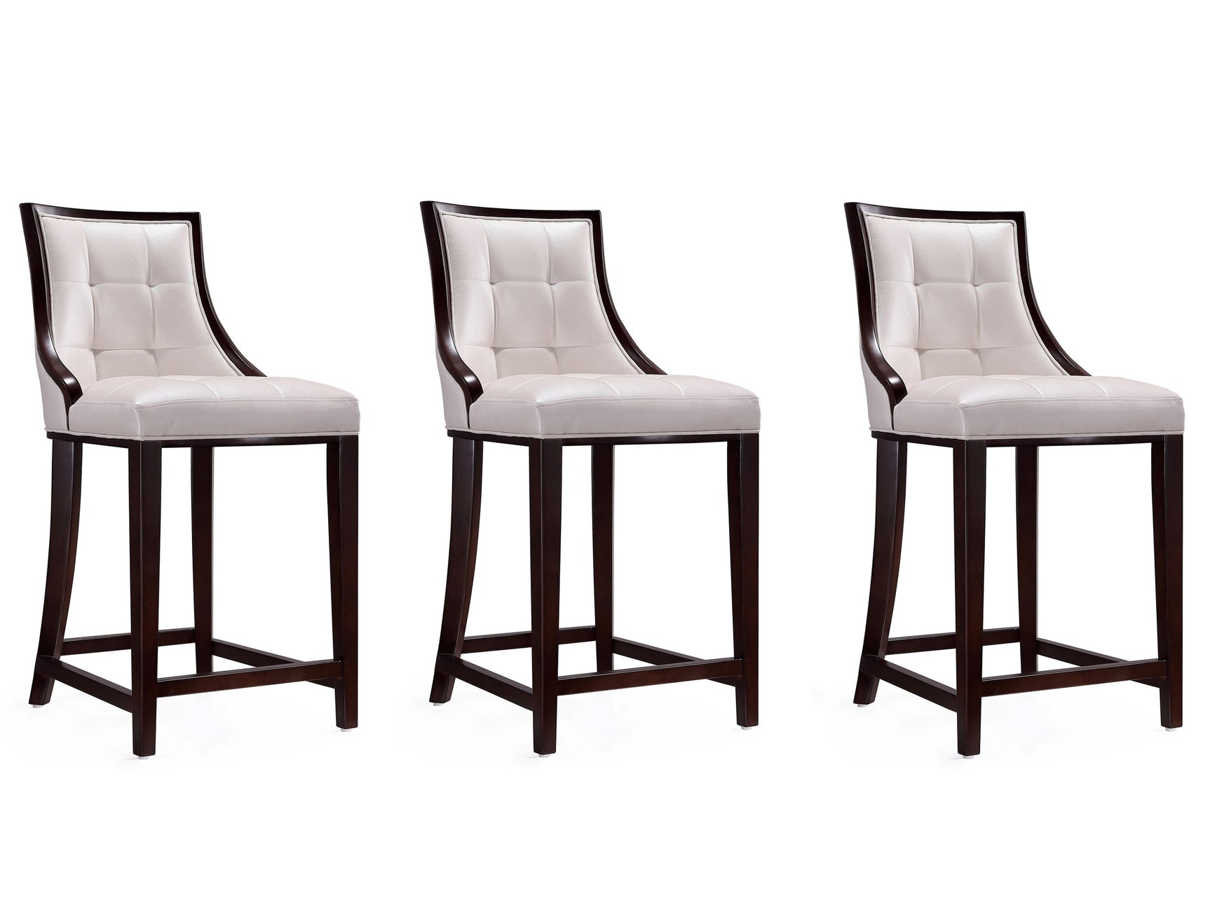 Fifth Ave Counter Stool in Pearl White and Walnut (set of 3) - Ornate Home