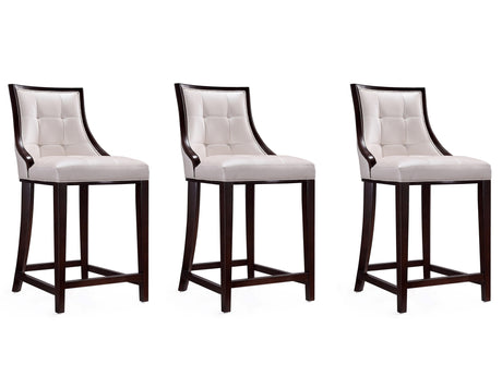 Fifth Ave Counter Stool in Pearl White and Walnut (set of 3) - Ornate Home