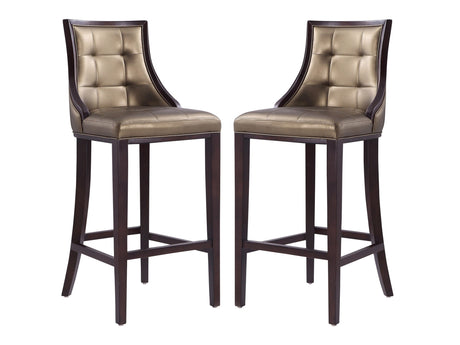 Fifth Avenue Bar Stool in Bronze and Walnut (set of 2) - Ornate Home