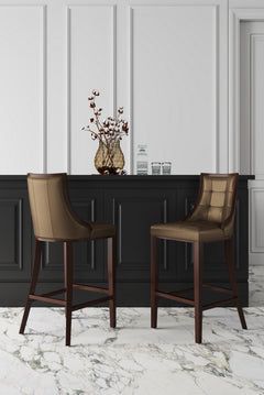 Fifth Avenue Bar Stool in Bronze and Walnut (set of 2) - Ornate Home