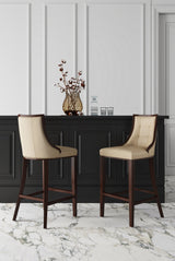 Fifth Avenue Bar Stool in Cream and Walnut - Ornate Home
