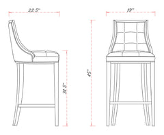 Fifth Avenue Bar Stool in Cream and Walnut - Ornate Home