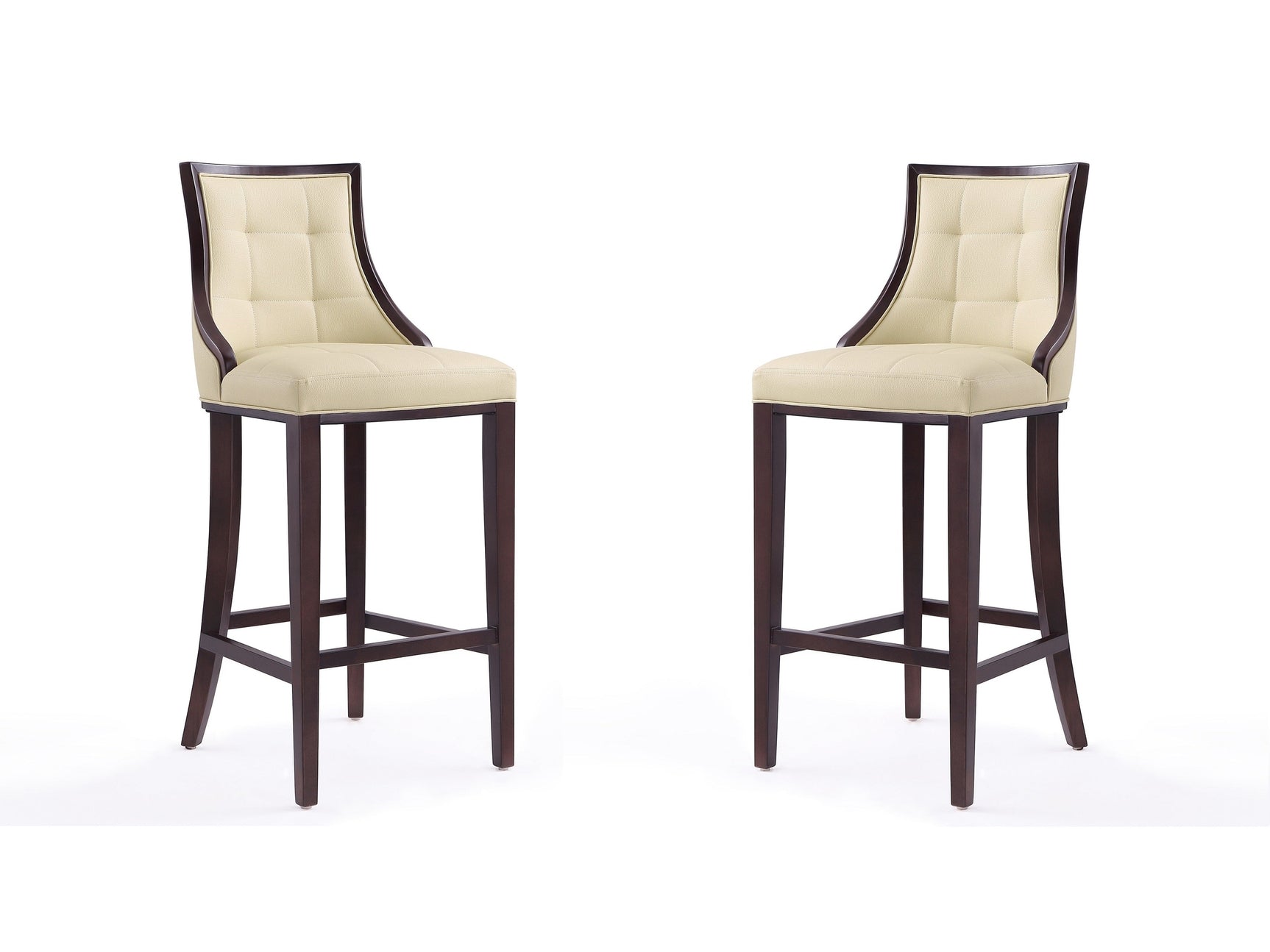 Fifth Avenue Bar Stool in Cream and Walnut (set of 2) - Ornate Home