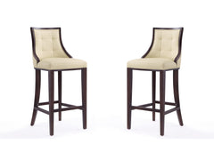 Fifth Avenue Bar Stool in Cream and Walnut (set of 2) - Ornate Home