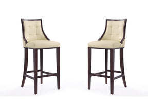 Fifth Avenue Bar Stool in Cream and Walnut (set of 2) - Ornate Home