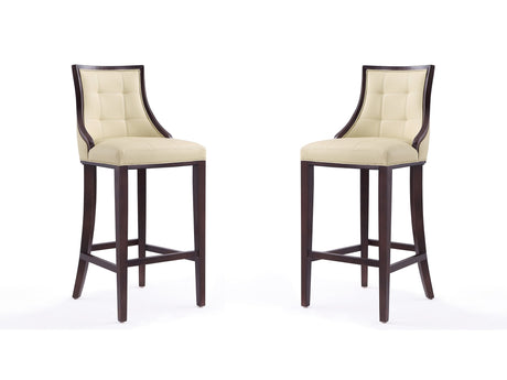 Fifth Avenue Bar Stool in Cream and Walnut (set of 2) - Ornate Home
