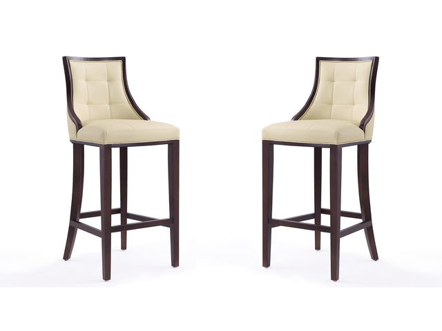 Fifth Avenue Bar Stool in Cream and Walnut (set of 2) - Ornate Home