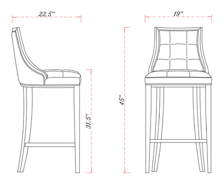 Fifth Avenue Bar Stool in Cream and Walnut (set of 2) - Ornate Home