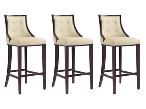Fifth Avenue Bar Stool in Cream and Walnut (set of 3) - Ornate Home