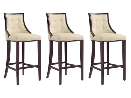 Fifth Avenue Bar Stool in Cream and Walnut (set of 3) - Ornate Home