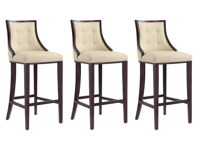 Fifth Avenue Bar Stool in Cream and Walnut (set of 3) - Ornate Home
