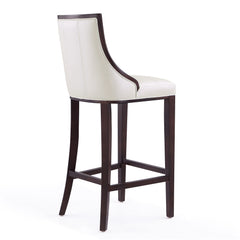Fifth Avenue Bar Stool in Pearl White and Walnut - Ornate Home