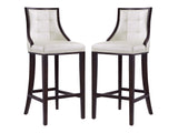 Fifth Avenue Bar Stool in Pearl White and Walnut (set of 2) - Ornate Home