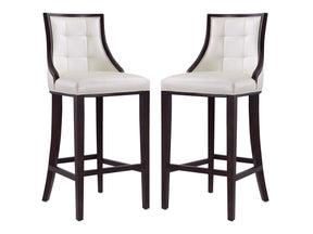 Fifth Avenue Bar Stool in Pearl White and Walnut (set of 2) - Ornate Home