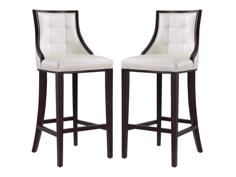 Fifth Avenue Bar Stool in Pearl White and Walnut (set of 2) - Ornate Home