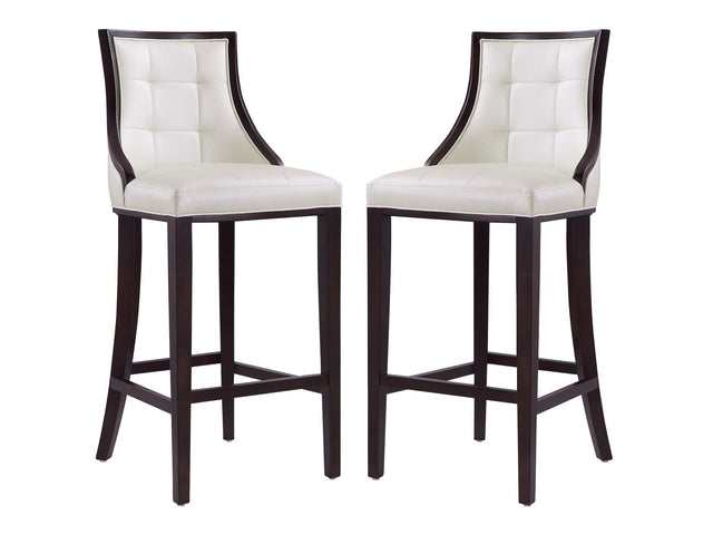 Fifth Avenue Bar Stool in Pearl White and Walnut (set of 2) - Ornate Home