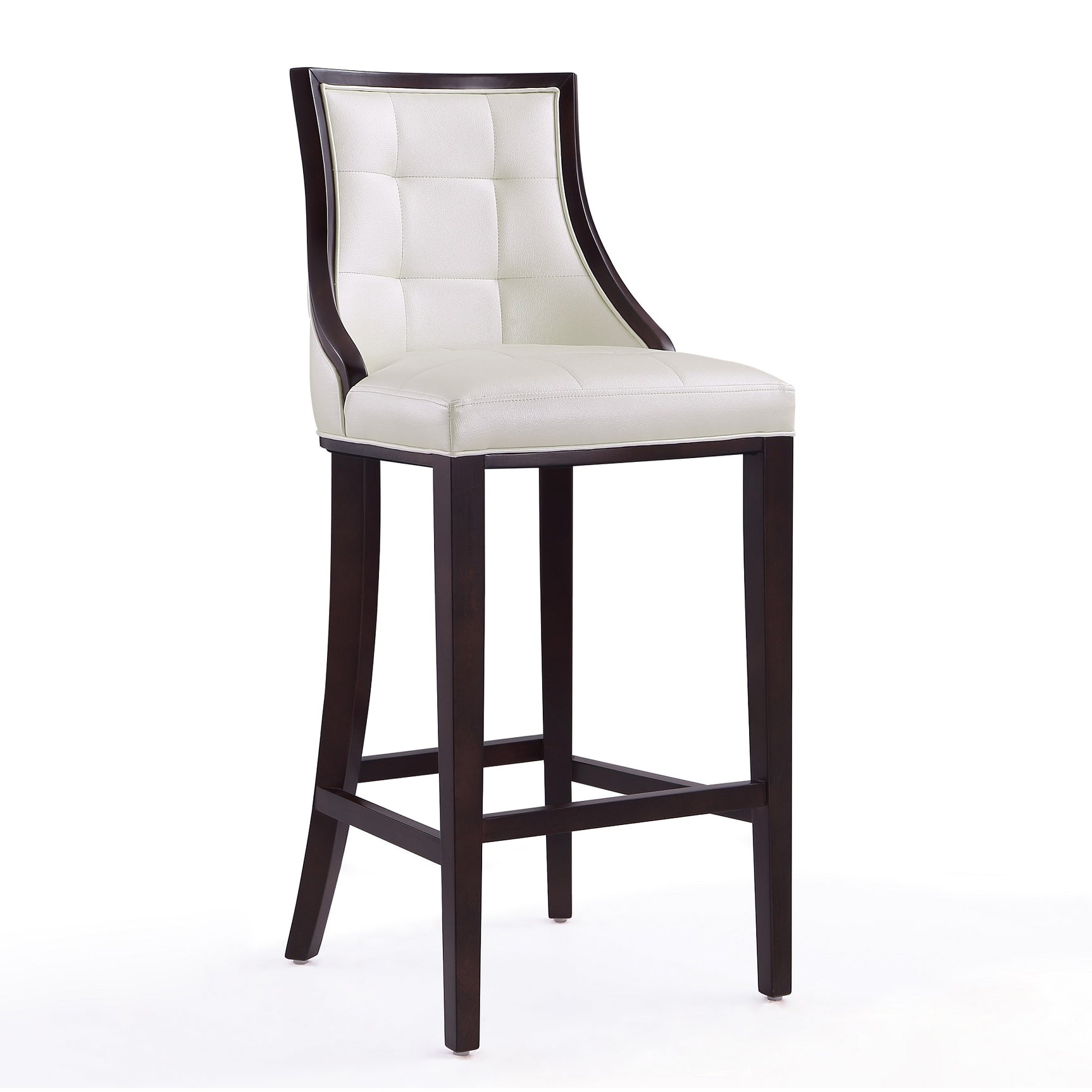 Fifth Avenue Bar Stool in Pearl White and Walnut (set of 2) - Ornate Home