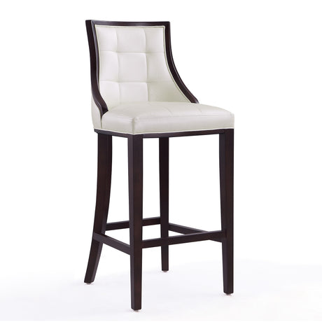 Fifth Avenue Bar Stool in Pearl White and Walnut (set of 2) - Ornate Home