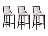 Fifth Avenue Bar Stool in Pearl White and Walnut (set of 3) - Ornate Home