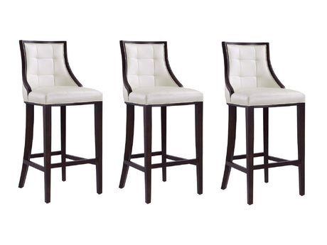 Fifth Avenue Bar Stool in Pearl White and Walnut (set of 3) - Ornate Home