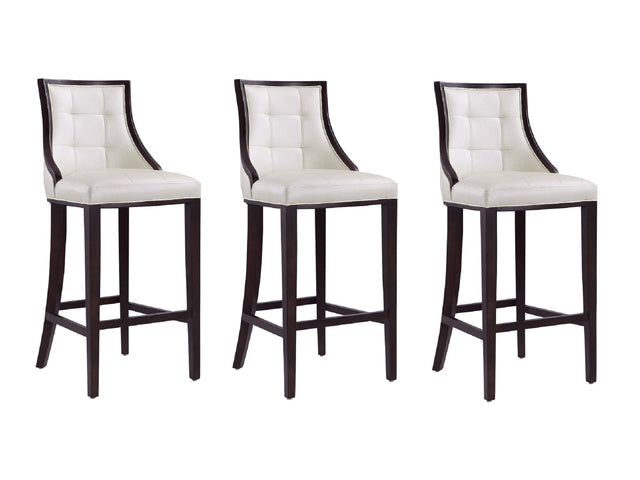 Fifth Avenue Bar Stool in Pearl White and Walnut (set of 3) - Ornate Home