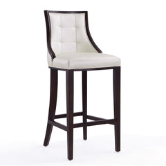 Fifth Avenue Bar Stool in Pearl White and Walnut (set of 3) - Ornate Home