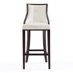 Fifth Avenue Bar Stool in Pearl White and Walnut (set of 3) - Ornate Home