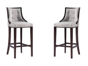 Fifth Avenue Faux Leather Barstool in Light Grey (set of 2) - Ornate Home