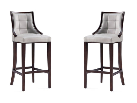 Fifth Avenue Faux Leather Barstool in Light Grey (set of 2) - Ornate Home