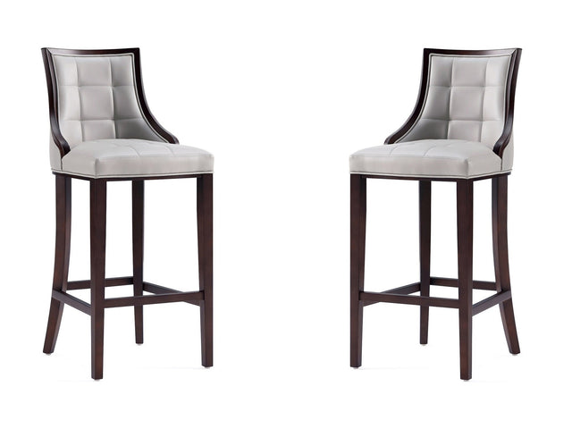 Fifth Avenue Faux Leather Barstool in Light Grey (set of 2) - Ornate Home