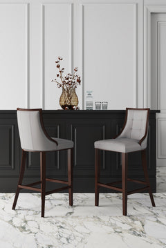Fifth Avenue Faux Leather Barstool in Light Grey (set of 2) - Ornate Home