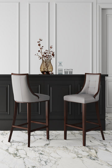 Fifth Avenue Faux Leather Barstool in Light Grey (set of 2) - Ornate Home