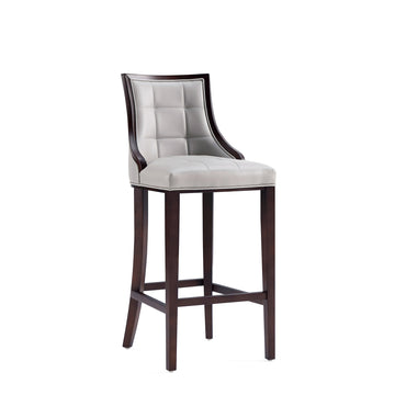 Fifth Avenue Faux Leather Barstool in Light Grey (set of 2) - Ornate Home