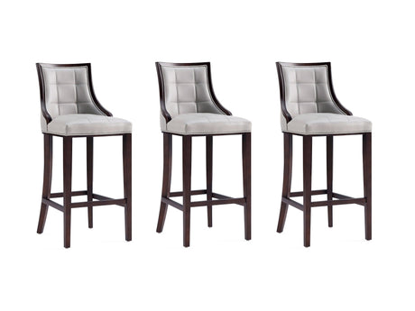 Fifth Avenue Faux Leather Barstool in Light Grey (set of 3) - Ornate Home