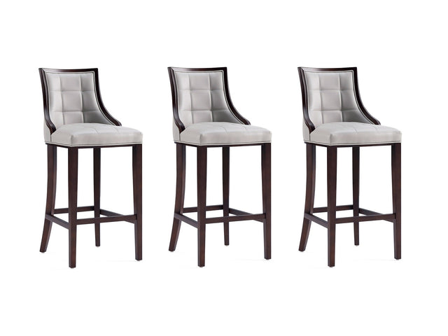 Fifth Avenue Faux Leather Barstool in Light Grey (set of 3) - Ornate Home