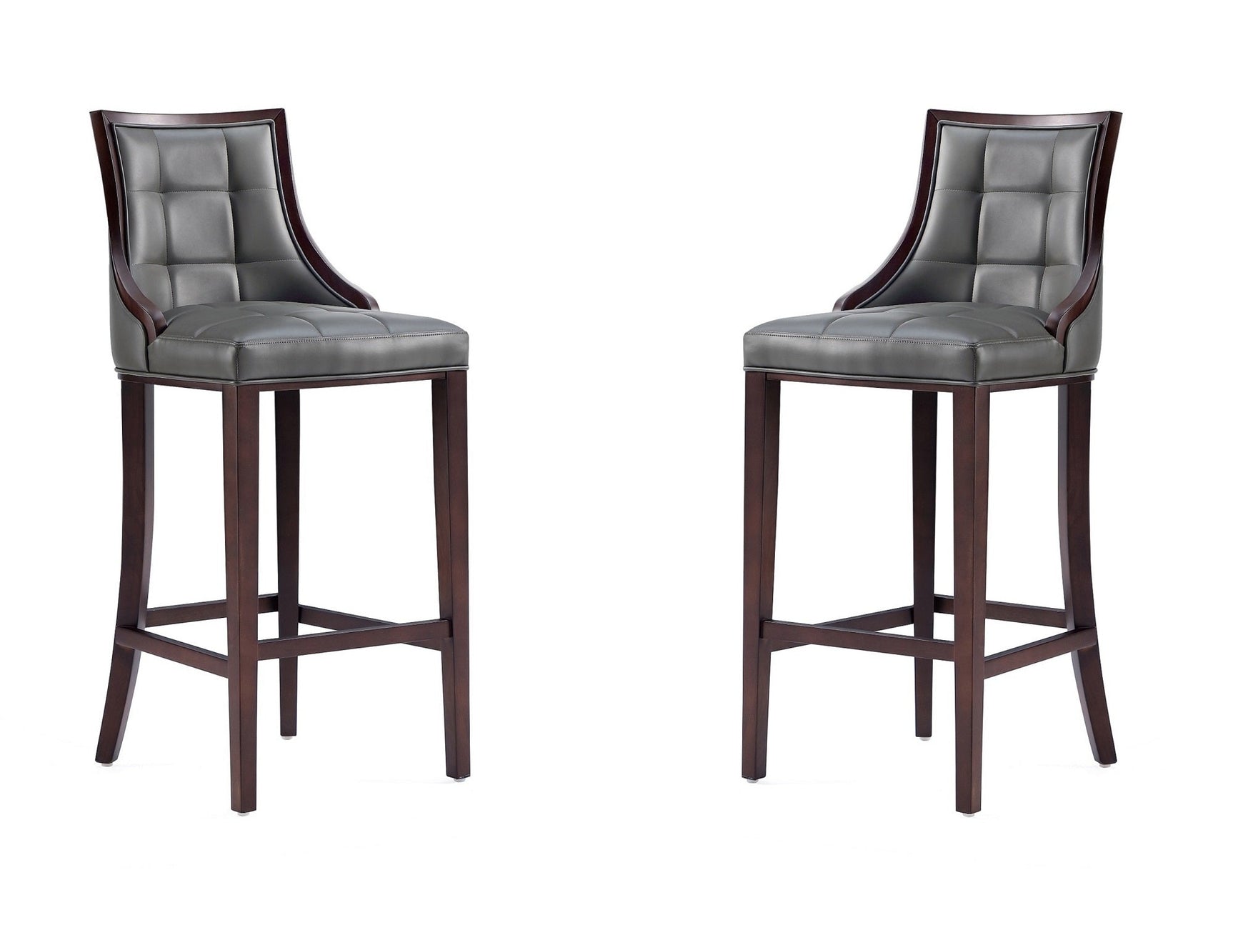Fifth Avenue Faux Leather Barstool in Pebble Grey (set of 2) - Ornate Home