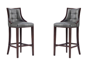 Fifth Avenue Faux Leather Barstool in Pebble Grey (set of 2) - Ornate Home