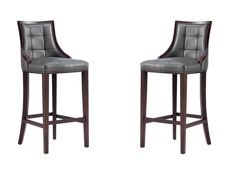 Fifth Avenue Faux Leather Barstool in Pebble Grey (set of 2) - Ornate Home
