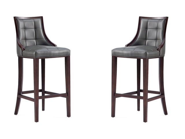 Fifth Avenue Faux Leather Barstool in Pebble Grey (set of 2) - Ornate Home