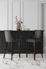 Fifth Avenue Faux Leather Barstool in Pebble Grey (set of 2) - Ornate Home