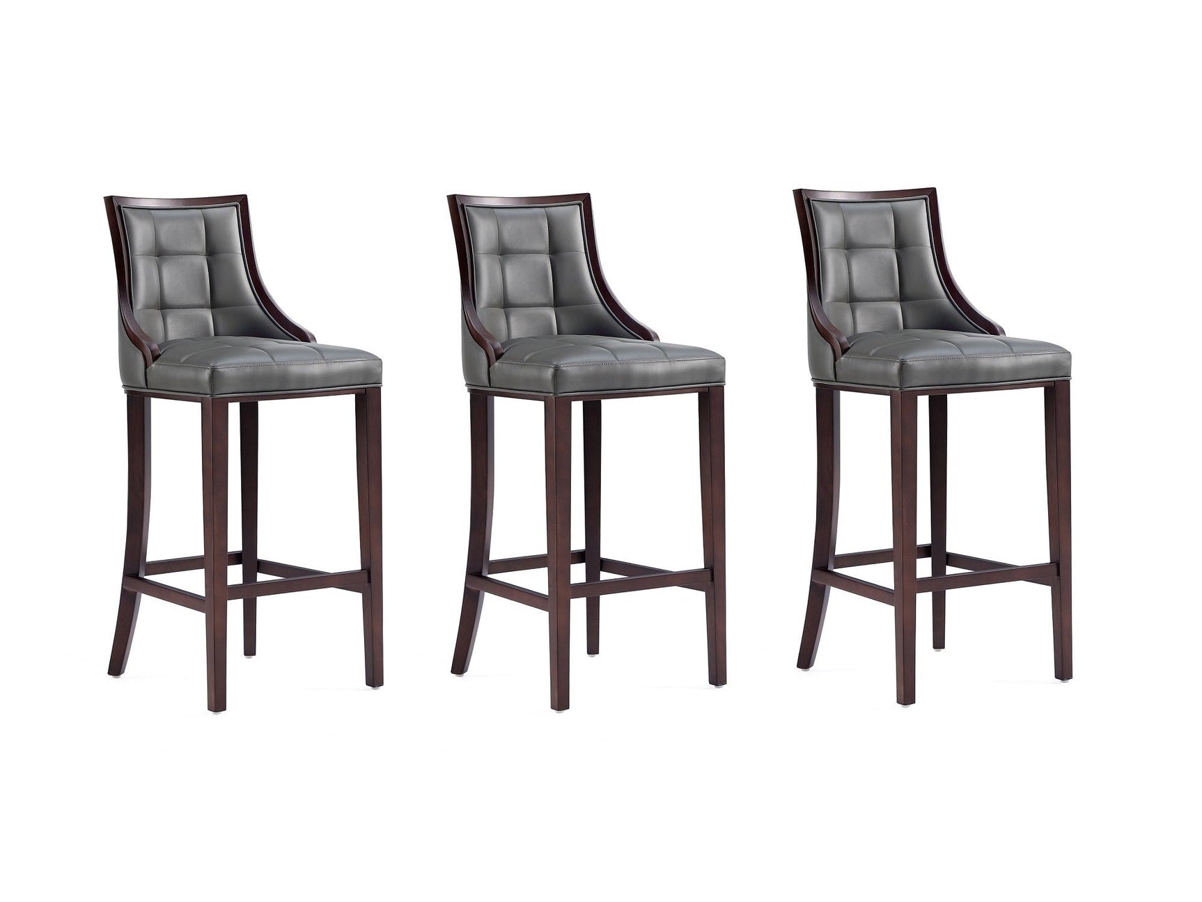 Fifth Avenue Faux Leather Barstool in Pebble Grey (set of 3) - Ornate Home