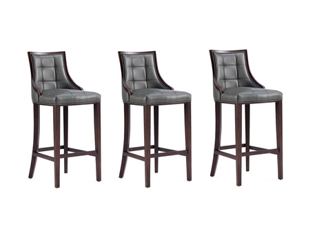 Fifth Avenue Faux Leather Barstool in Pebble Grey (set of 3) - Ornate Home