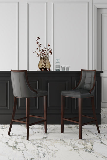 Fifth Avenue Faux Leather Barstool in Pebble Grey (set of 3) - Ornate Home